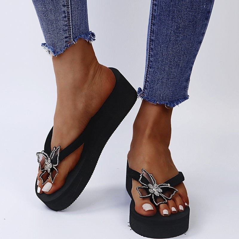 Damen elegante Flip-Flop Sandalen mit floralem Design R&B