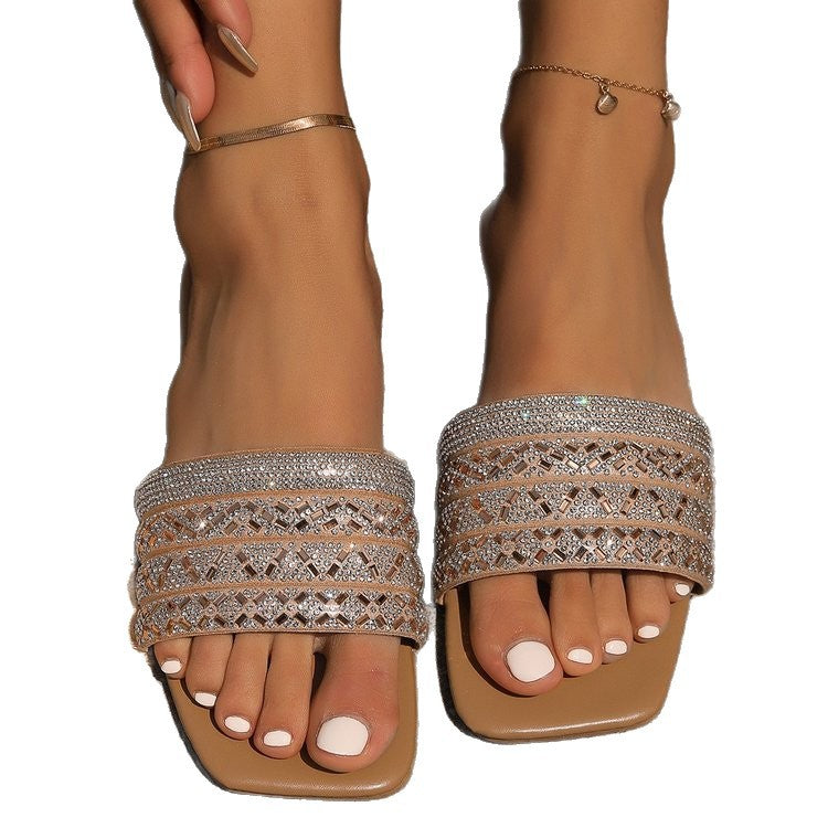 Damen elegante Riemchen-Sandaletten mit glamourösem Strassdesign R&B