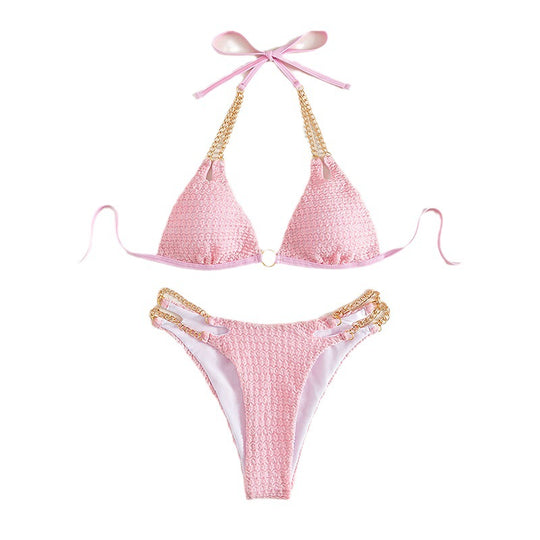 Damen Triangel-Bikini mit edlen Ketten-Details und raffinierten Schnürungen R&B