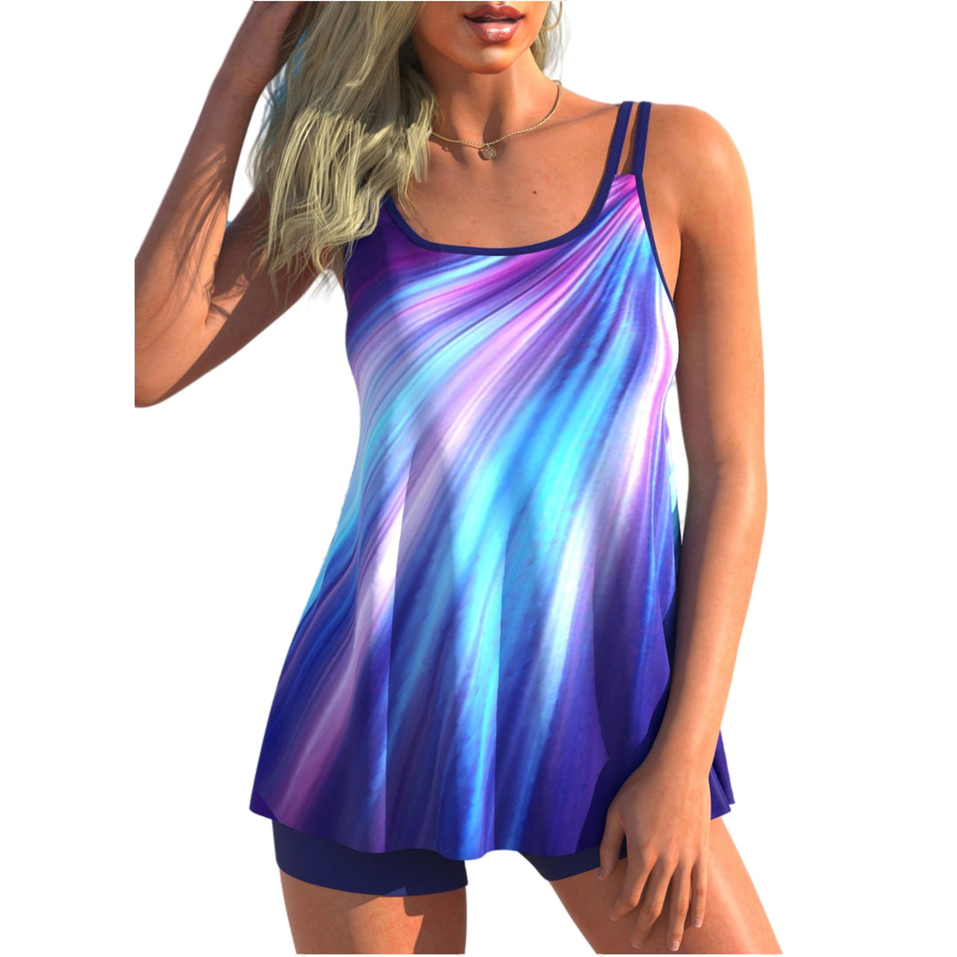 Damen nan fließendes A-Linien Tankini-Oberteil mit doppelten Spaghettiträgern und figurumspielender Passform R&B