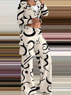 Damen Lässiges Set mit kreativem Print und bequemen Hosen R&B