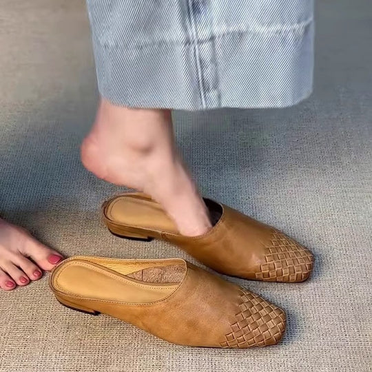 Damen Mules mit geflochtenem Design und bequemer Sohle R&B