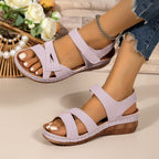 Damen Komfortable Sandalen mit modischem Querriemendesign und elastischen Verschlüssen R&B