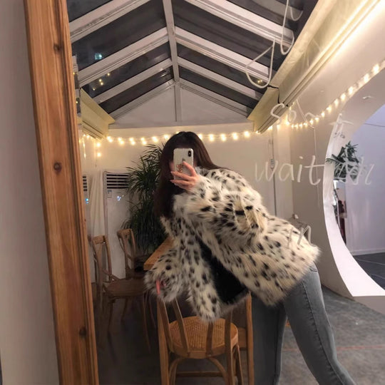 Damen Fluffy Kunstfell Jacket R&B