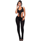 Damen Cut-Out Bodycon Overall mit tiefem V-Ausschnitt und transparenter Häkelstruktur R&B