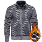 Herren sportliche Strickjacke mit modernem Zopfmuster R&B