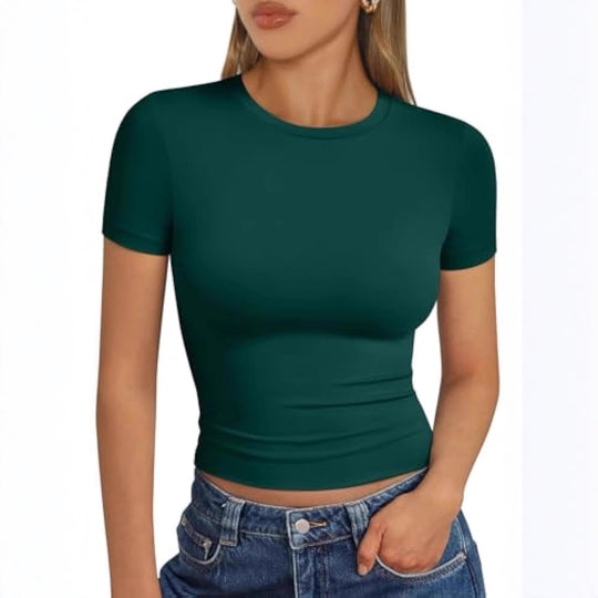 Damen figurbetontes Kurzarmshirt aus elastischem Material R&B