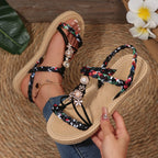 Damen modische Sandalen mit floralem Dekor und komfortabler Sohle R&B