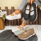 Damen Ballerina-Schuhe mit atmungsaktivem Lochmuster und verstellbarem Riemen R&B