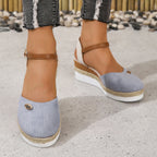 Damen Wedge-Sandalen mit geflochtenem Riemendesign und komfortablem Fußbett R&B