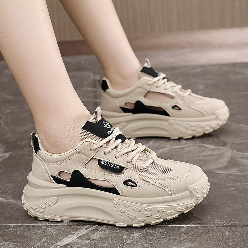 Damen sportliche Chunky Sneakers mit atmungsaktiven Netzeinsätzen und dämpfender Sohle R&B