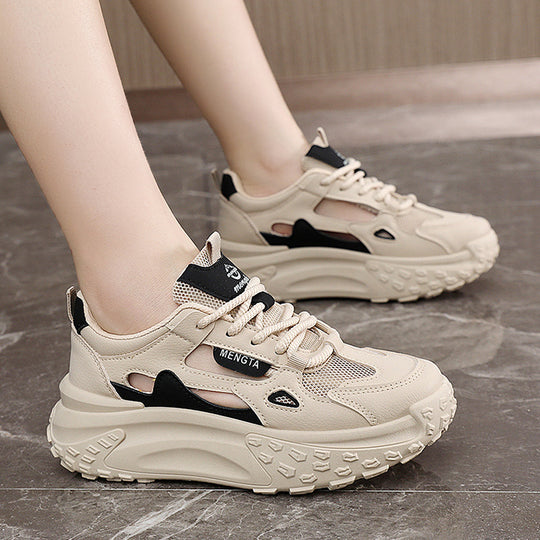 Damen sportliche Chunky Sneakers mit atmungsaktiven Netzeinsätzen und dämpfender Sohle R&B