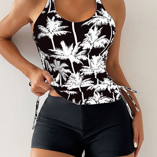 Damen Sportliches Tankini-Set mit verstellbaren Seitenschnüren R&B