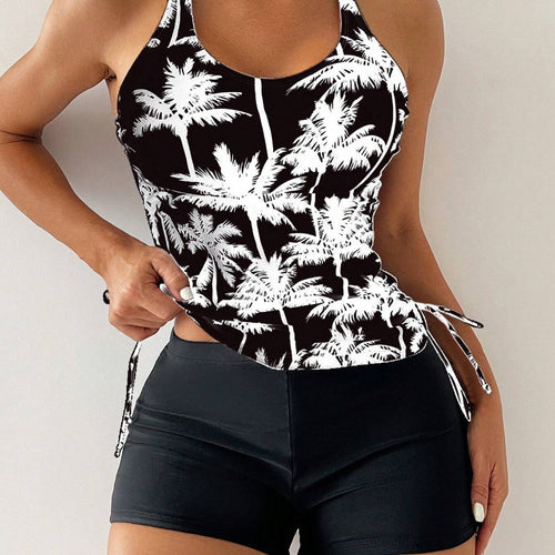Damen Sportliches Tankini-Set mit verstellbaren Seitenschnüren R&B