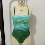 Damen Einteiler Badeanzug mit raffiniertem Rüschendesign R&B