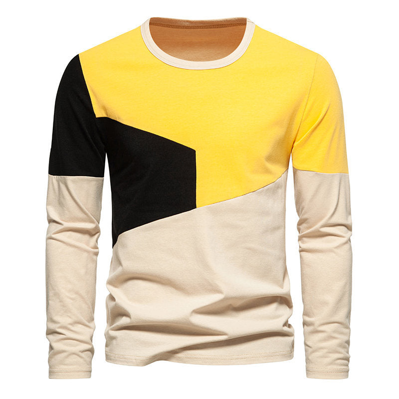 Herren Langarmshirt mit modischem Farbblockdesign und hochwertiger Baumwolle