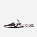 Damen Elegante Sling-Pantoletten mit Funktionskette und spitzem Design R&B