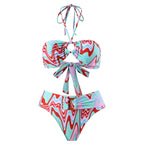 Damen Bikini-Set mit trendigem Wickelrock und faszinierendem Muster R&B