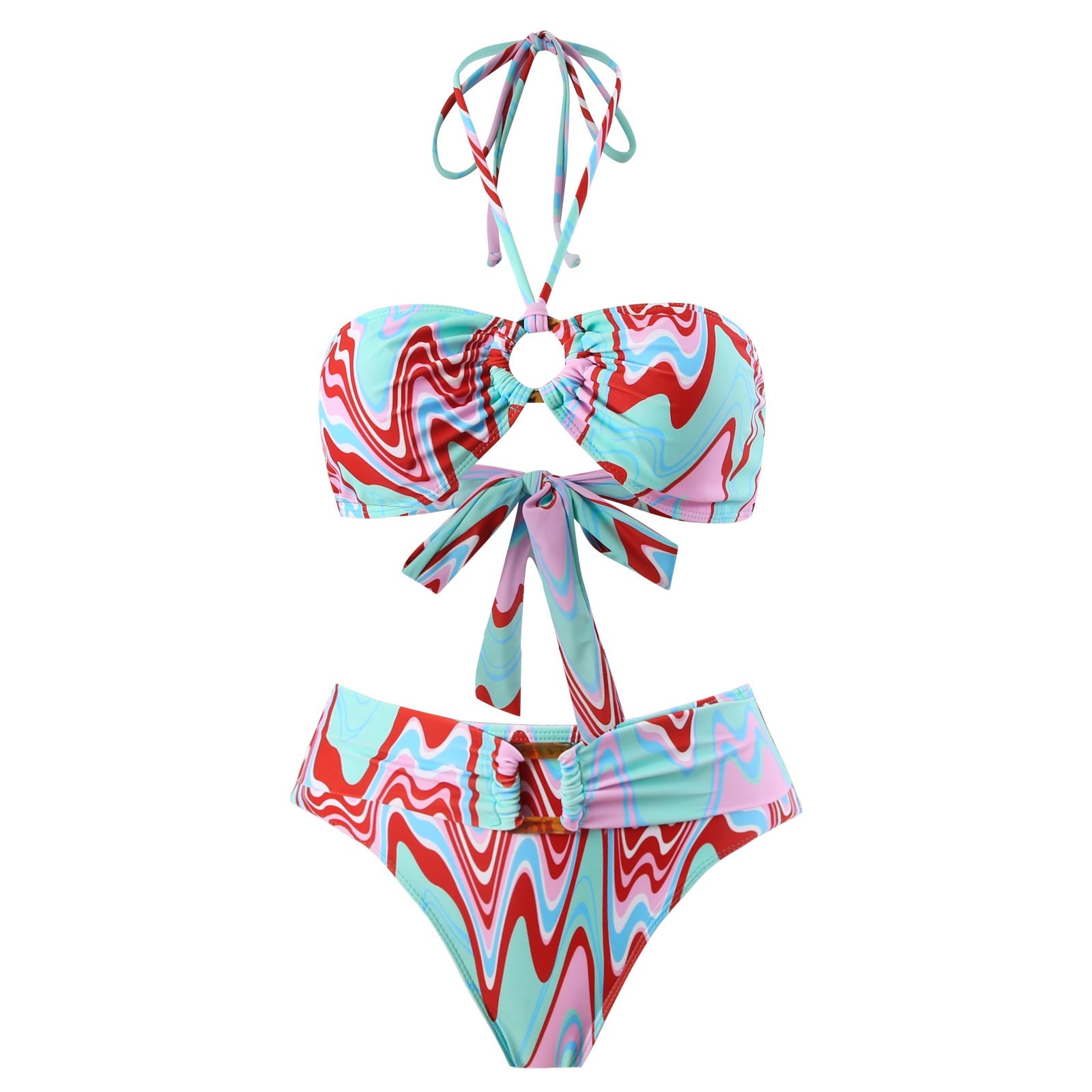 Damen Bikini-Set mit trendigem Wickelrock und faszinierendem Muster R&B