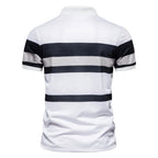 Herren Poloshirt mit klassischen Streifen und atmungsaktiver Baumwolle
