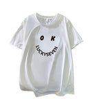 Damen modisches T-Shirt mit lässigem Smiley-Print und hochwertiger Baumwollqualität