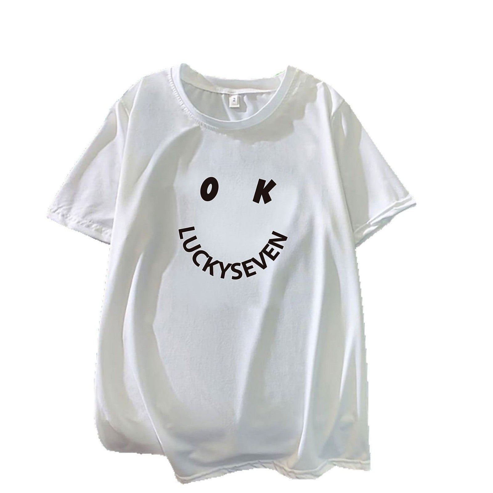 Damen modisches T-Shirt mit lässigem Smiley-Print und hochwertiger Baumwollqualität