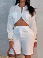 Damen Luftige Sommerbluse und kurze Hose Set R&B