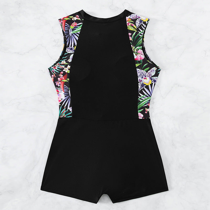 Damen Surfsuit mit floralem Muster und praktischem Reißverschluss