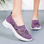 Damen Elegante Slip-On Sneakers mit floralen Stickereien