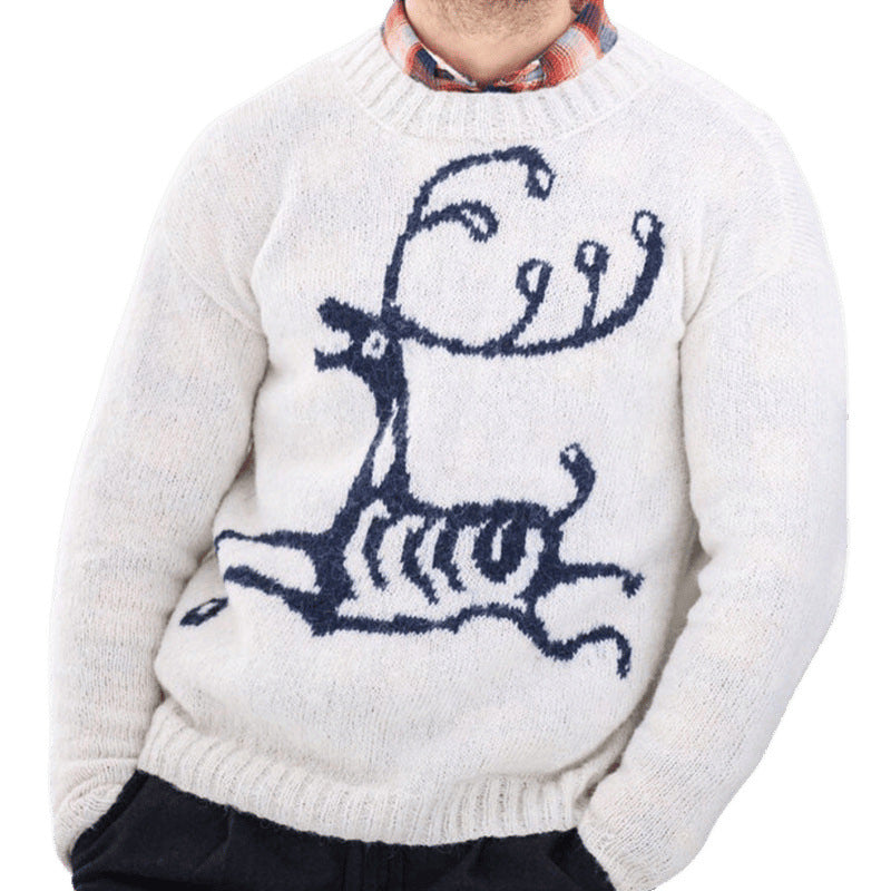 Herren Pullover mit festlichem Rentier-Motiv und hochwertiger Wollmischung R&B