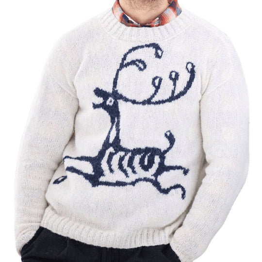 Herren Pullover mit festlichem Rentier-Motiv und hochwertiger Wollmischung R&B