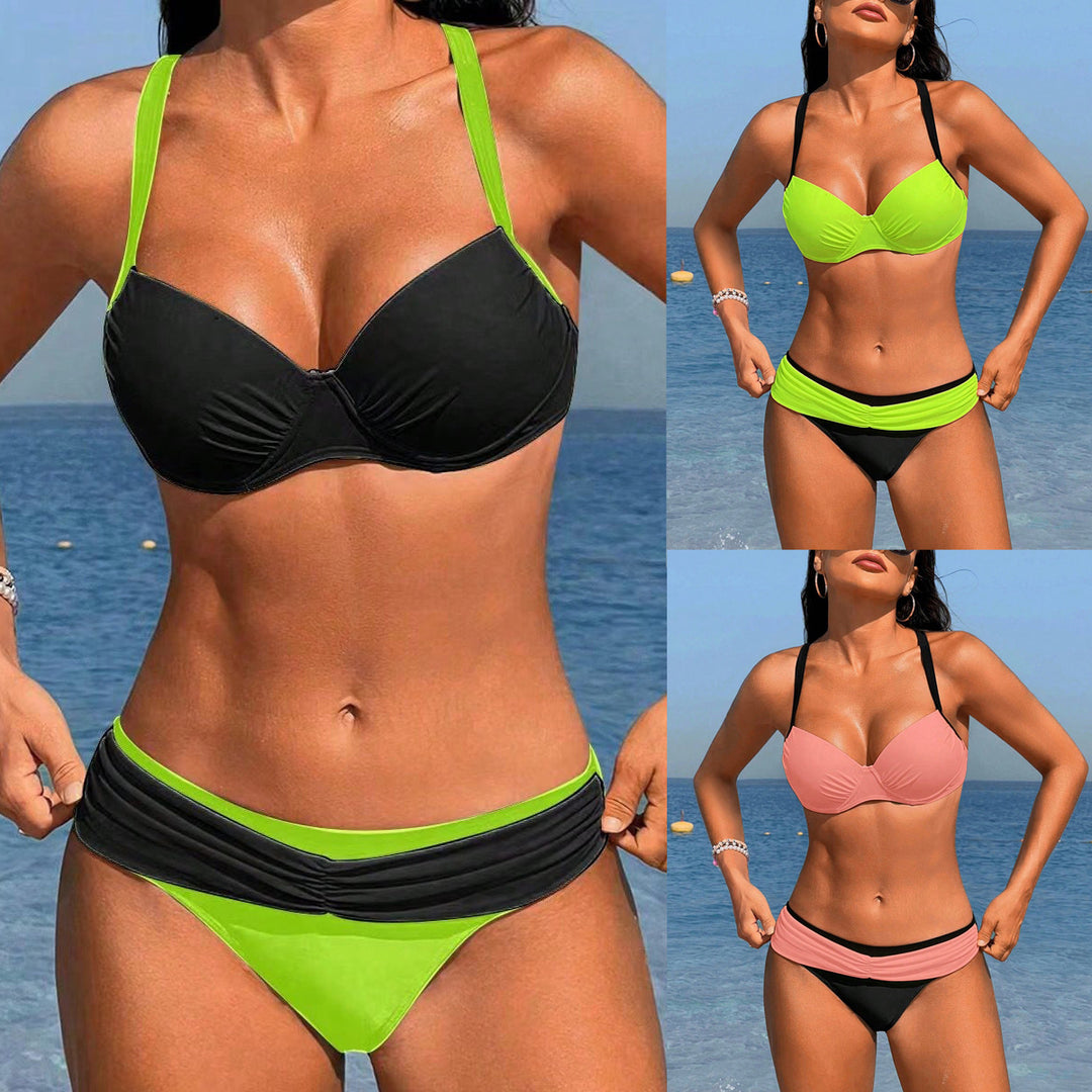 Damen Push-Up-Bikini mit verstellbaren Trägern und modischem Wickeldesign R&B