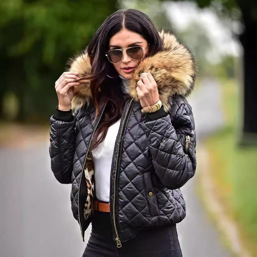 Damen Urbaner Steppjacke mit Weichem Kunstfellkragen R&B