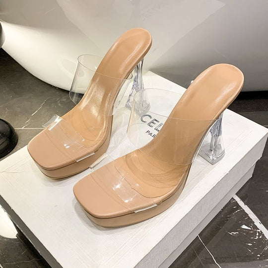 Damen elegante transparente High Heel Sandalen R&B