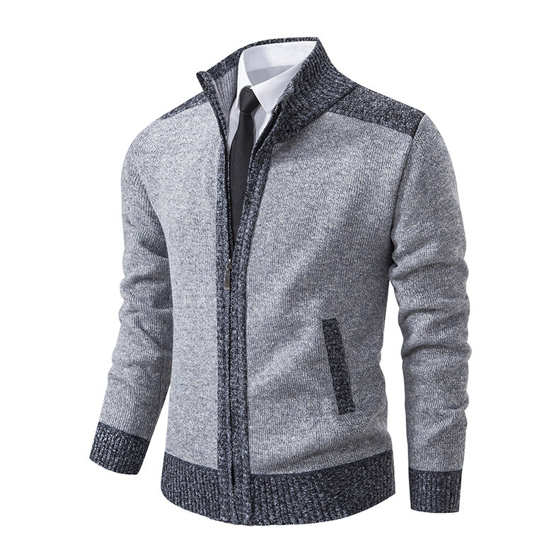 Herren modische Strickjacke mit hohem Kragen und Reißverschluss R&B