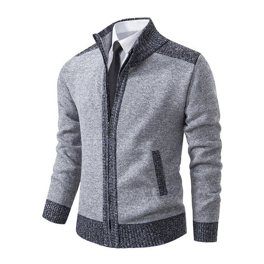 Herren modische Strickjacke mit hohem Kragen und Reißverschluss R&B