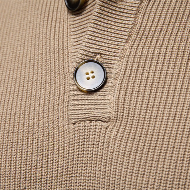 Herren Pullover mit Knopfleiste und strukturiertem Muster