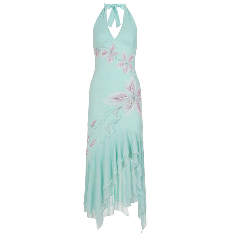 Damen Elegantes Maxikleid mit floralem Design und asymmetrischem Saum R&B