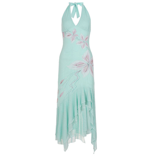 Damen Elegantes Maxikleid mit floralem Design und asymmetrischem Saum R&B