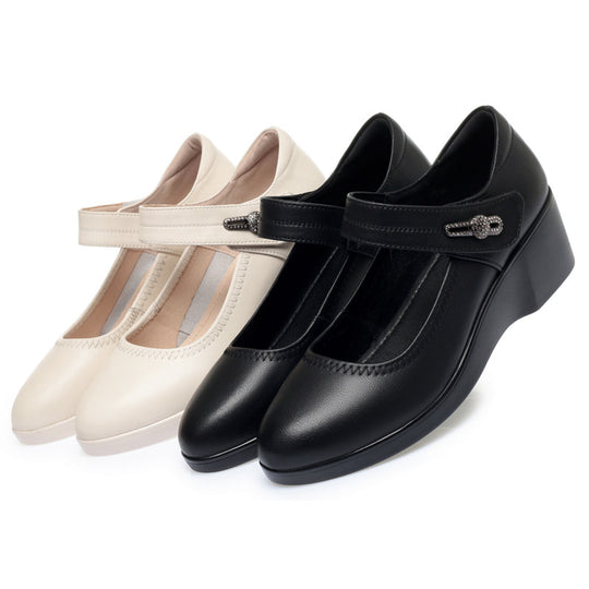 Damen klassischer Mary Jane Pumps mit modischem Riemen und bequemem Blockabsatz R&B