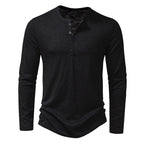 Herren Langarm-T-Shirt mit Knopfleiste und modischem Stehkragen R&B
