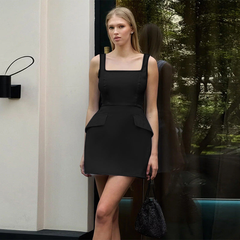 Damen figurbetontes Sommerkleid mit praktischen Taschen R&B