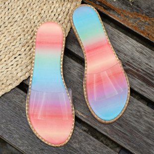 Damen Bunte Halbschläppchen mit transparentem Obermaterial R&B