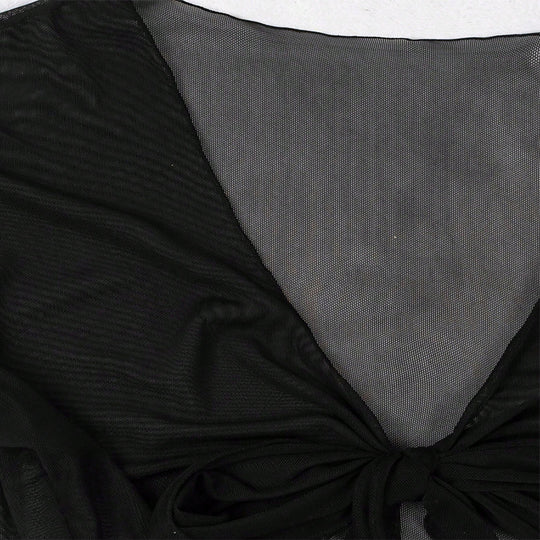 Damen Kurzarm-Crop-Top mit V-Ausschnitt und Bindeband R&B