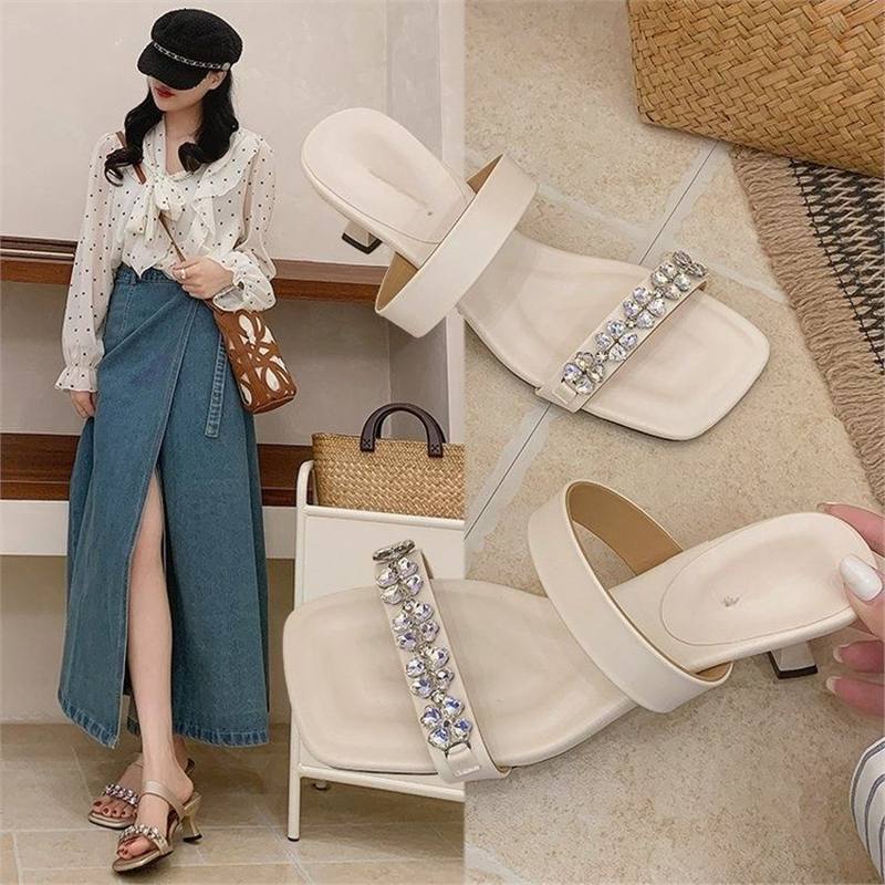 Damen elegante Slipper mit funkelnden Strassverzierungen R&B