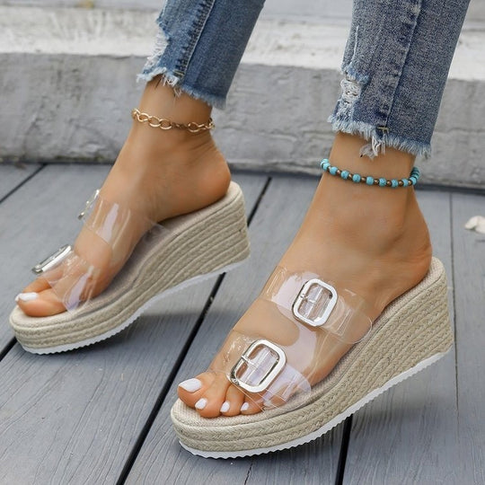 Damen Wedge-Pantoletten mit geflochtenem Obermaterial und komfortabler Sohle R&B