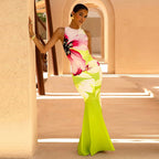 Damen Langarm Maxikleid mit floralem Design R&B
