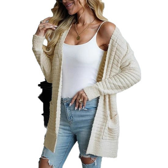 Damen Kuschelige Strickjacke mit Taschen und Struktur R&B