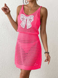 Damen Netz-Strandkleid mit großer Schleifen-Applikation R&B