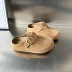 Damen Komfortable Clogs aus hochwertigem Wildleder mit elegantem Schnallenverschluss R&B